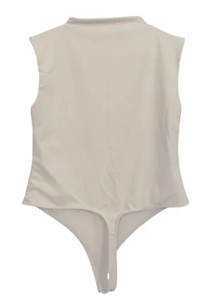 Open Edit NWOT Nordstrom Mock Neck Neutral Cream Thong Layering Bodysuit XL thumbnail 1