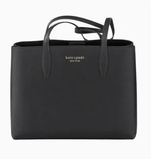 kate spade Black Leather Double-Handle Tote with Gold Logo thumbnail 2