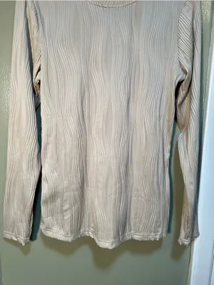 Zesica Women's Size Small Long Sleeve Top Crewneck Beige Ribbed Textured Stretch thumbnail 5