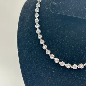 CZ Bezel Set Tennis Chain Silver 6mm 18 Inch No Pass Womens Waterproof New thumbnail 2