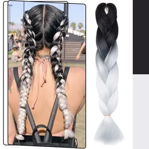 Dolls Kill Festival braids rave hair extensions in cybergoth Black and White thumbnail 2