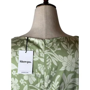 Showpo Freollyn Midi Dress Women 14 Sage Green NWT Floral‎ Deep V Long Sleeve thumbnail 7