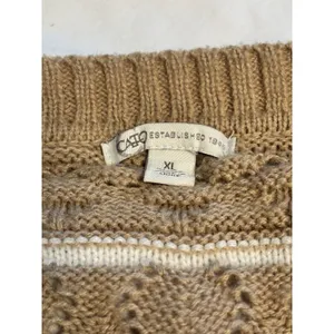 Cato XL Brown White Cable-Knit Striped Button Cardigan Sweater thumbnail 4