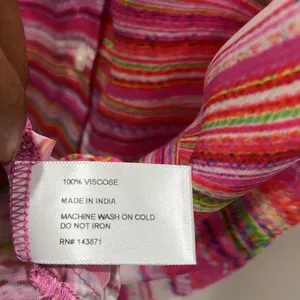 NWT Frankie’s Bikinis Fifi Button Down Short Sleeve Multi Colored Blouse Sz M thumbnail 6