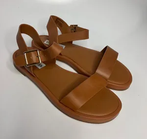Steve Madden Ripken Sandals Womens 7M Brown Excellent Leather Ankle Strap Flat thumbnail 1