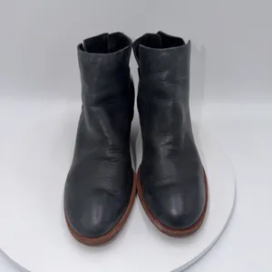 Kork-Ease Chandra Black Leather Stacked Heel Ankle Booties Sz 6M thumbnail 4