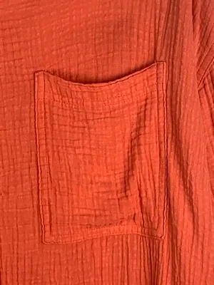 Aerie Womens S Pool to Party Gauze Shirt Orange Cotton Oversized Beach Cover Up thumbnail 5