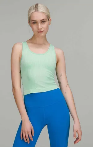 Lululemon Ebb to Street Cropped Tank Top Rib Map Wild Mint Ice Green Size 10 thumbnail 1