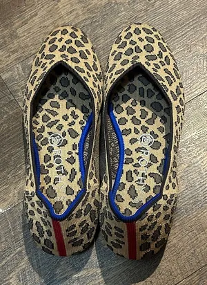ROTHY'S Retired The Flat Cheetah Leopard US 8‎ Luxury Ballet Flats Red Stripe thumbnail 1