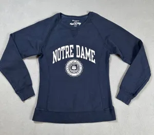 Champion Notre Dame Crewneck Sweatshirt Women's Small Fighting Irish Navy Blue thumbnail 1