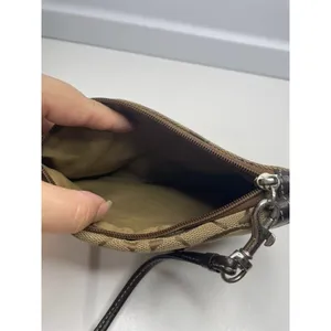 Vintage Coach Legacy Signature Canvas Turn Lock Wristlet Khaki/Black thumbnail 8