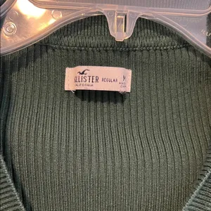 Hollister Long Sleeve Elegant Green Ribbed Knit Dress 071426 thumbnail 2