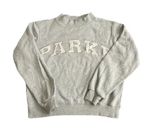 PARKE Mockneck Varsity Heritage Sweatshirt Gray Logo Pullover Size S/M thumbnail 1