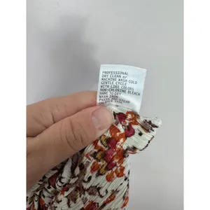 Cynthia Rowley Tiered Midi Skirt Womens Large Orange Floral Boho Cottage Crinkle thumbnail 6