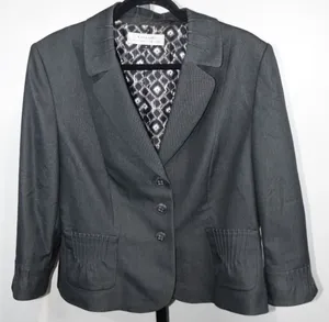 Tahari Arthur S. Levine Women's Size 16 Charcoal Grey Tailored Career Blazer thumbnail 1