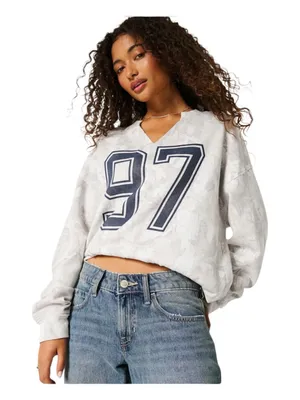 HOLLISTER Light Camo Oversized V Neck Sweatshirt size XS thumbnail 1