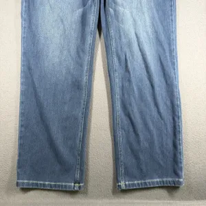 Halara Jeans Womens L Petite Blue Medium Wash Mid Rise Straight Stretch Denim thumbnail 3