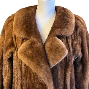 Vintage Nina Ricci Natural Female Let Out Mink Fur Coat Size M Genuine Womens thumbnail 2