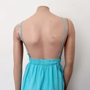 [Aerie] Blue Linen Blend Side Tie Elastic Waist V-Neck Low Back Mini Dress XXL thumbnail 5