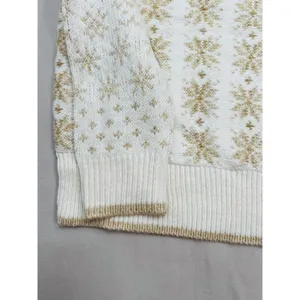Workshop Republic Clothing Womens Sweater Size S Fair Isle Cream Gold Cozy thumbnail 5
