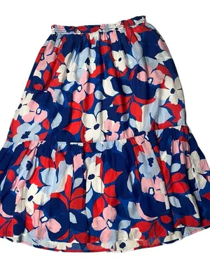 DRAPER JAMES RSVP Floral Skirt Red White Blue Elastic Waist Womens Size Medium thumbnail 4