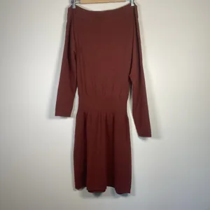 ANTHROPOLOGIE Womens L Redwood Off Shoulder Mini Dress Dolman Sleeve Tie Waist‎ thumbnail 2