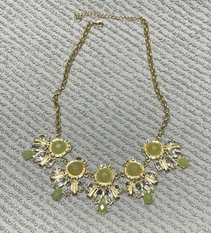 Pastel Floral Statement Necklace with Gold Chain thumbnail 2