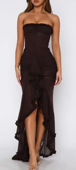 White Fox Still Waiting Boutique Mesh Maxi Dress thumbnail 1
