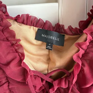 MAJORELLE Burgundy Ruched Lace-Up Long Sleeve Dress thumbnail 2