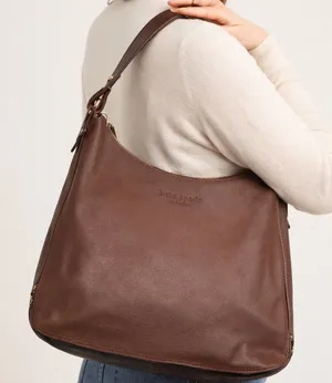 Kate Spade New‎ York Leather Hobo Shoulder Bag Purse Brown Gold Tone Hardware thumbnail 1