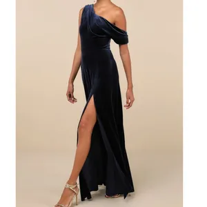 NEW Lulus Coveted Confidence Off-The-Shoulder Velvet Asymmetrical Maxi Dress thumbnail 3