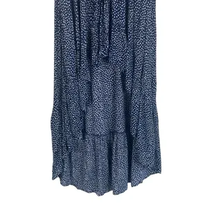 Express High Low Maxi Dress Womens M‎ Navy Blue Polka Dot Tie Front Cottagecore thumbnail 3