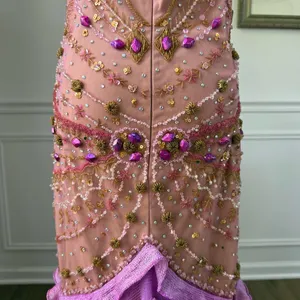 Sherry Haute Couture Halter Formal Gown Beaded Bling Blush Orchid $500 16 thumbnail 8