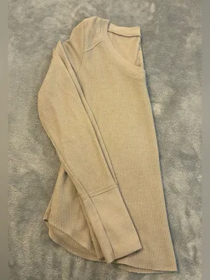 Hollister Women's Cream Waffle-Knit Long Sleeve Top Size XSMALL thumbnail 7