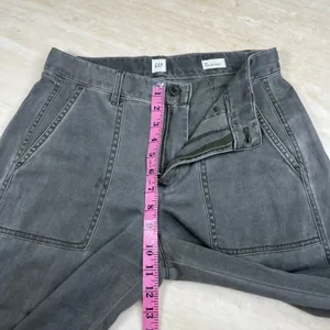 GAP Womens Size 4 Gray Wide Leg Crop High Rise Patch Pocket Denim Pants A36 thumbnail 9