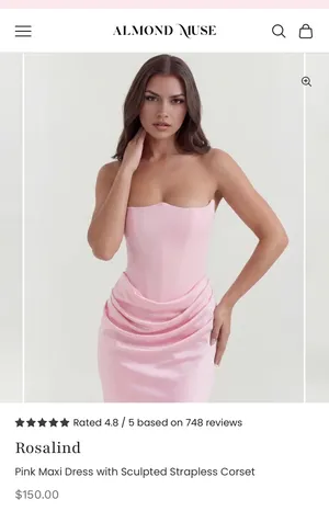 Almond Muse Pink Corset Satin Maxi Dress thumbnail 3