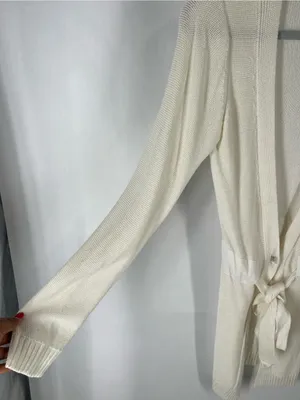 Angel Apparel Ivory Belted Longline‎ Cardigan Sweater Size S thumbnail 4