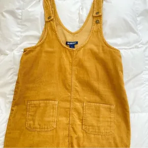 NEW Blue Spice Corduroy Overall jumpsuit Dress Mustard yellow MEDIUM boho thumbnail 3