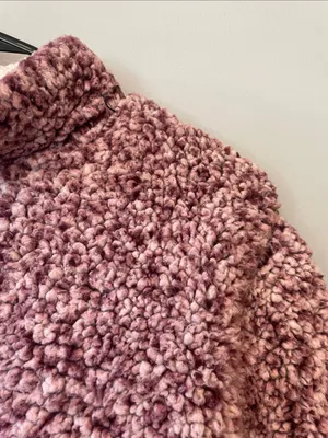 Cozy Half-Zip Sherpa Pullover - purple and cream large super warm thumbnail 2