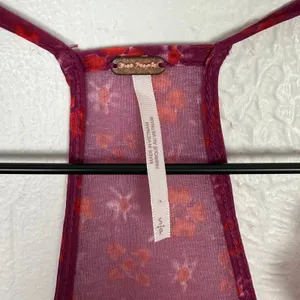 Free People Fearless Knit Tank Dragonfruit Combo Ruffle Tie Front Size Small thumbnail 4