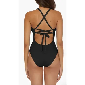 Soluna Lake Side Tie Back Swimsuit Large One-Piece in‎ Black Braided Detail NEW thumbnail 2