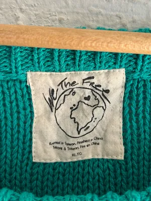 Free People Inside Out Pullover Teal Turquoise Cotton Slouchy Cropped Sweater XL thumbnail 4