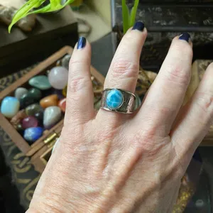 Natural Larimar Sterling Silver Ring Size 9.5 thumbnail 8