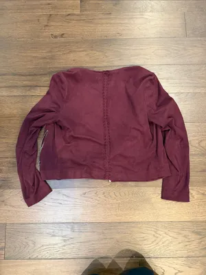 BB Dakota Faux Suede Moto Jacket Burgundy Wine Braided Size Small - C61-122 thumbnail 8