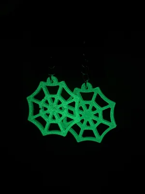 Handmade Glow in the Dark Spider Halloween Web Earrings thumbnail 2