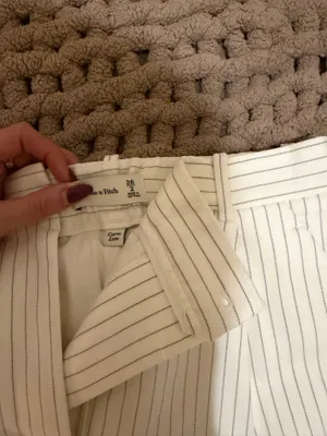 Abercrombie & Fitch Cream Pinstripe Wide-Leg Pants thumbnail 6