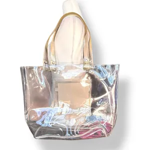 Vintage 90s Esprit Clear PVC Tote Bag Transparent Logo‎ Purse Beach Transparent thumbnail 5