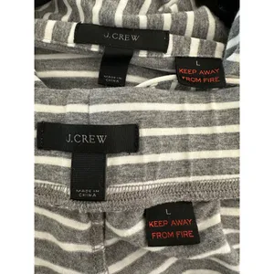 J.Crew Pajama Set Women L Gray Striped Long Sleeve Button Up Pants Loungewear thumbnail 6