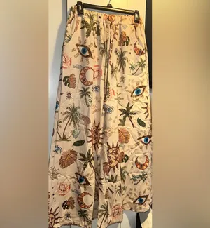 New Moon Stars Sunflower Evil Eye Printed Flared Pants New In Poly Bag thumbnail 3