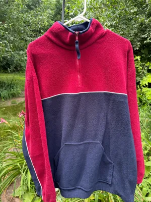 Faded Glory Vintage Quarter-Zip- red and blue thumbnail 1